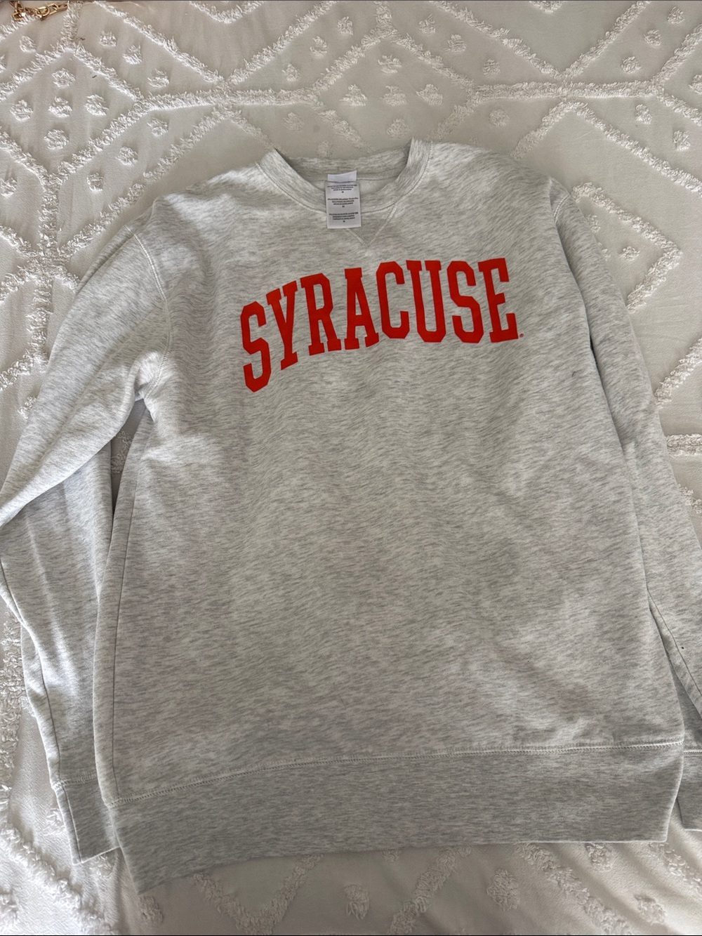 Pro Edge Grey Crewneck Sweater with orange  Syracuse Logo